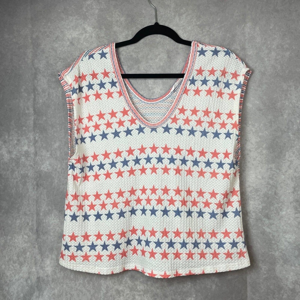 Talulah Shirt Women Small Stars and Stripes Short Sleeves Top‎ American July 4th